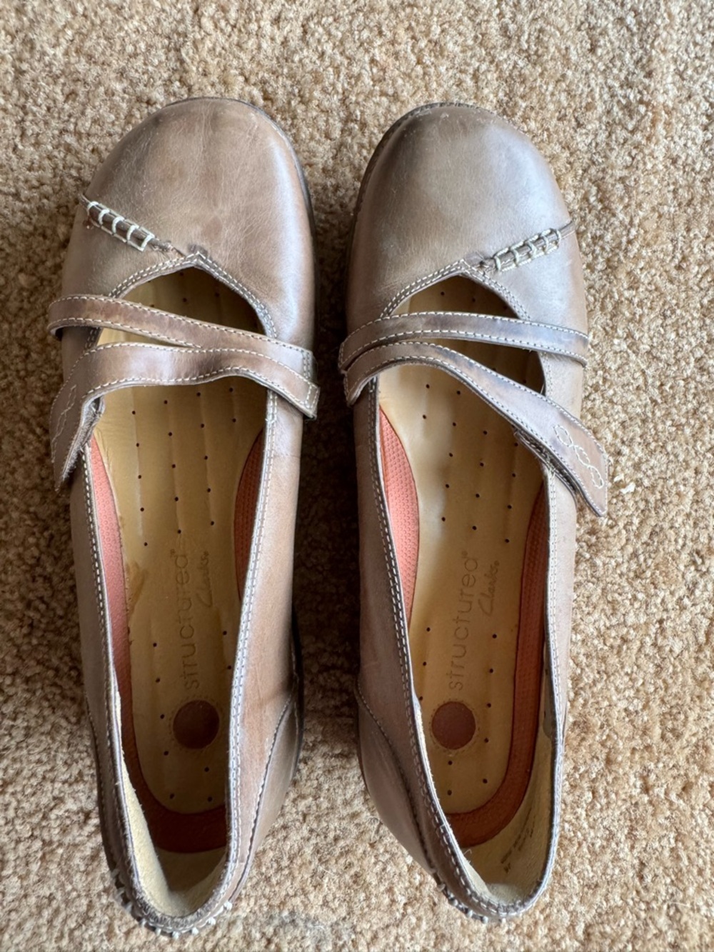 Clarks Brown Mary Jane Flats with Strap